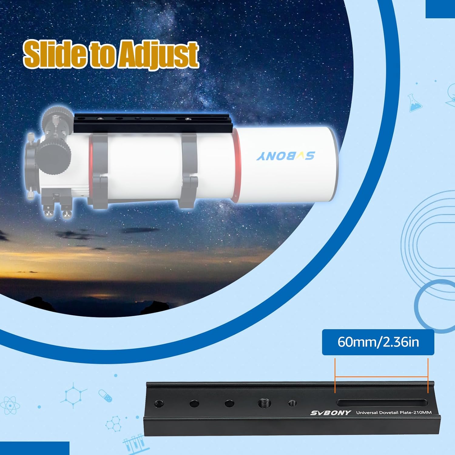 SVBONY SVBONY SV219 Dovetail Mount Plate - 210mm Universal Telescope Accessory for Vixen Saddles & Astrophotography - View 3 of 8