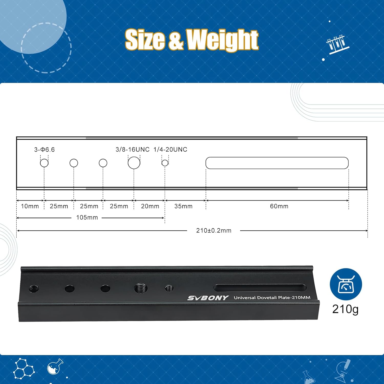 SVBONY SVBONY SV219 Dovetail Mount Plate - 210mm Universal Telescope Accessory for Vixen Saddles & Astrophotography - View 8 of 8