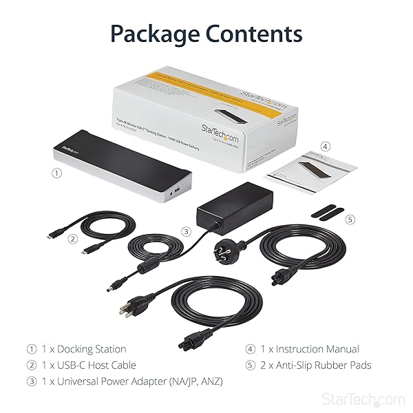 StarTech.com StarTech.com 4K USB-C Dock Triple UHD Monitor Docking Station for Mac and Windows with HDMI DisplayPort 100W PD and 5 USB 5Gbps Hub - View 6 of 7