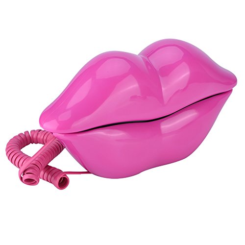 Rose Red Lip Shaped Phone: Cute Corded Landline for Home, Office & Kids - Perfect Gift!