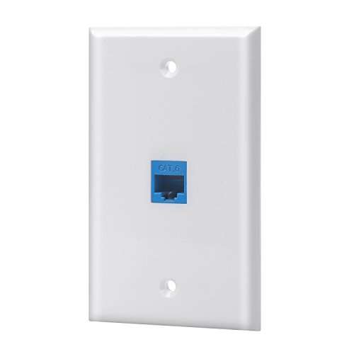 LULOSK Ethernet Wall Plate 1 Port Cat6 Keystone Female to Female - White | High-Speed Network Solution