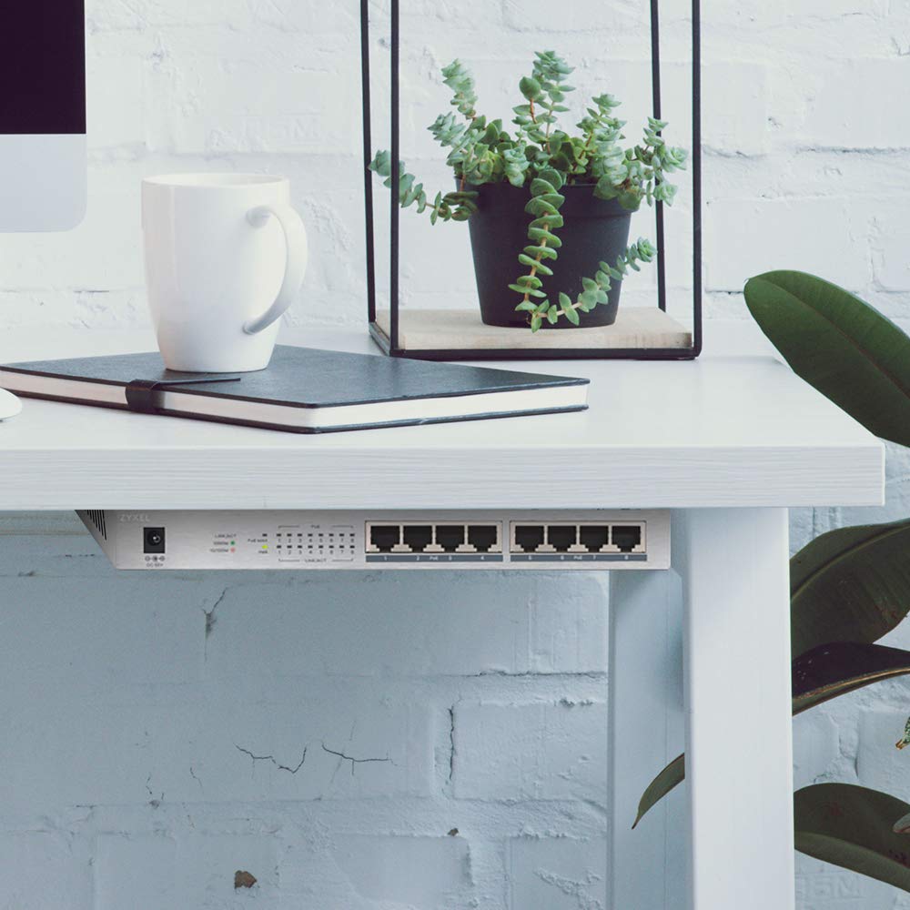 ZYXEL Zyxel 8 Port Gigabit Ethernet Unmanaged POE Switch with 60W Power Plug and Play Metal Design for Desktop or Wall Mount - View 5 of 5
