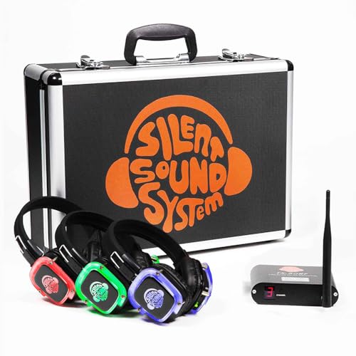 Silent Sound System Silent Sound System Starter Package: 9 RF LED Headphones & Transmitter for House Parties & Backyard Movies