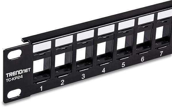 "Buy TRENDnet 24-Port Blank Keystone 1U Patch Panel - Compatible with Cat6 Jacks, 19" Rackmount, Black TC-KP24"
