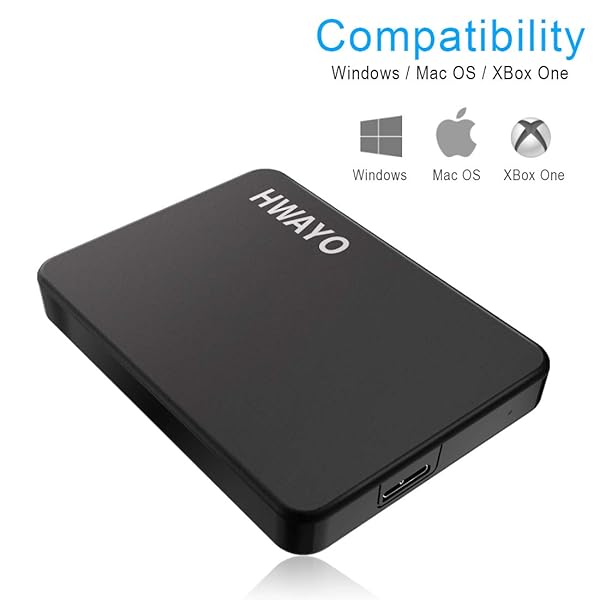 HWAYO HWAYO 1TB Portable External Hard Drive Ultra Slim USB 3.0 HDD for PC Desktop Laptop MacBook Chromebook Xbox One Storage - View 2 of 6