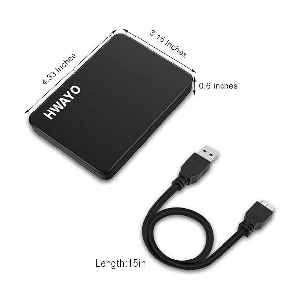 HWAYO HWAYO 1TB Portable External Hard Drive Ultra Slim USB 3.0 HDD for PC Desktop Laptop MacBook Chromebook Xbox One Storage - View 5 of 6