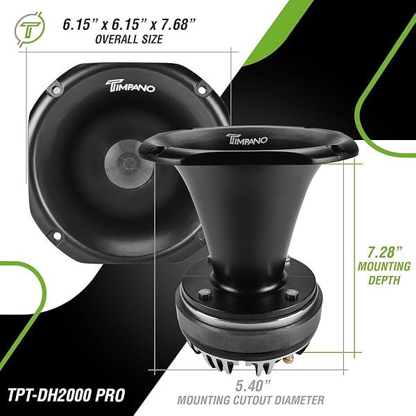 Timpano Timpano TPT-DH2000 PRO 2 Inch Exit Compression Driver Horn 450 Watts 8 Ohm Pro Audio Aluminum Ferrite Driver - View 5 of 8
