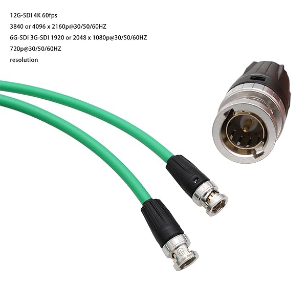 HangTon 12G 4K 60P SDI BNC 75? Coaxial Video Cable Canare LV-61S for Sony SmallHD Blackmagic Komodo Alexa Atomos 30cm Green - View 4 of 7