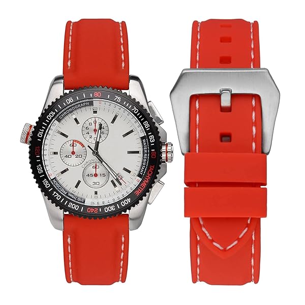 WOCCI WOCCI 18mm Red Silicone Rubber Watch Band with Silver Buckle Durable and Stylish Replacement Strap - View 4 of 9