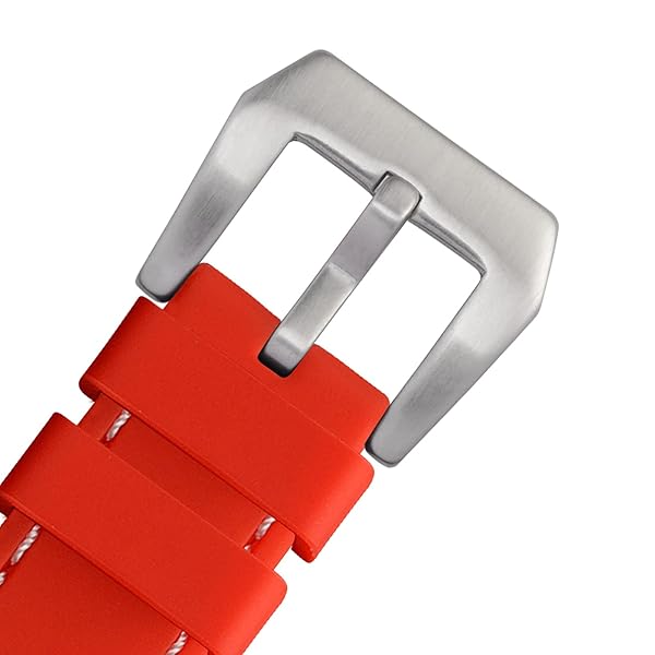 WOCCI WOCCI 18mm Red Silicone Rubber Watch Band with Silver Buckle Durable and Stylish Replacement Strap - View 9 of 9