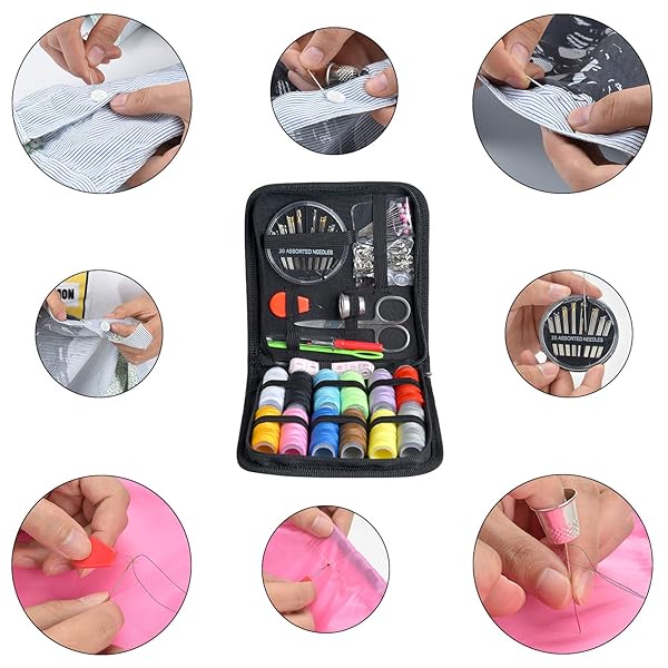 Marcoon Portable Mini Sewing Kit for Adults and Kids with 12 Color Threads Scissors Needles Tape Measure Ideal for Travel and Emergency Repairs - View 5 of 7