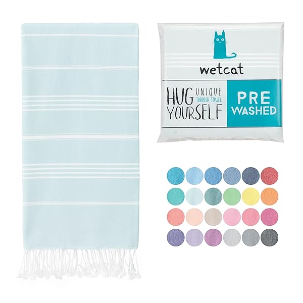 WETCAT Buy WETCAT Oversized Turkish Beach Towel 38x71 - 100% Cotton, Quick Dry, Sand Free, Perfect for Travel & Gifts (Aqua)