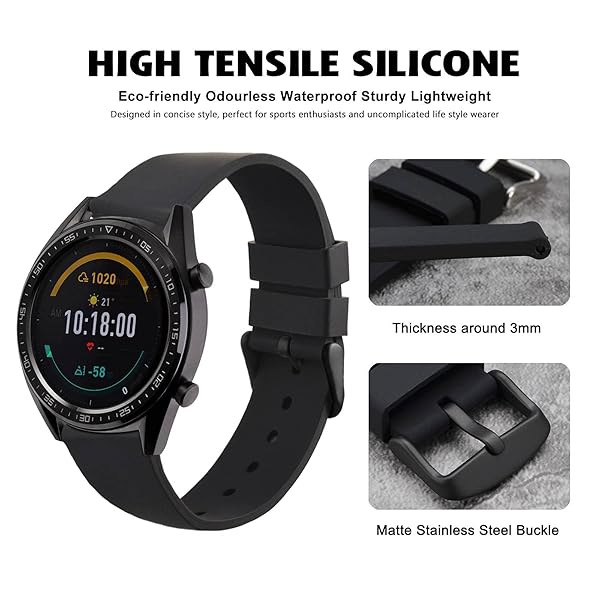 WOCCI WOCCI 24mm Premium Silicone Rubber Watch Bands with Black Buckle for Comfortable and Stylish Replacement Straps - View 2 of 9