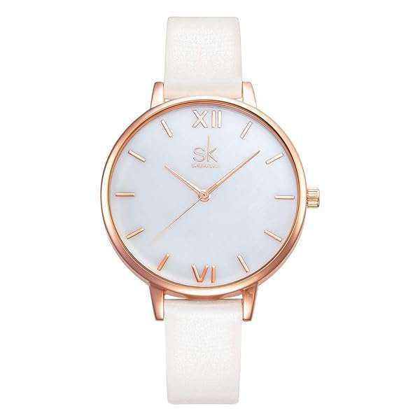 SHENGKE SHENGKE Elegant Women's Watch: Genuine Leather, Rose Gold Shell Dial, Perfect for Business & Casual Wear