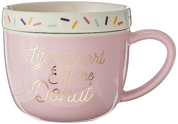 Enesco Enesco Our Name is Mud Eat a Donut Mug & Warmer Lid Set - 16oz Multicolor Coffee Mug