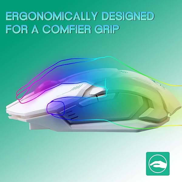 VEGCOO VEGCOO C8 Wireless Gaming Mouse Silent Click Rechargeable with LED Lights 2400 DPI for Laptop and Computer C9N White - View 5 of 8