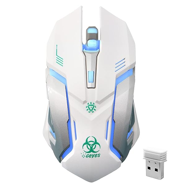 VEGCOO VEGCOO C8 Wireless Gaming Mouse Silent Click Rechargeable with LED Lights 2400 DPI for Laptop and Computer C9N White