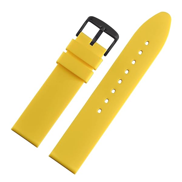 WOCCI WOCCI 20mm Yellow Silicone Rubber Watch Bands Premium Replacement Straps with Black Buckle - View 9 of 9