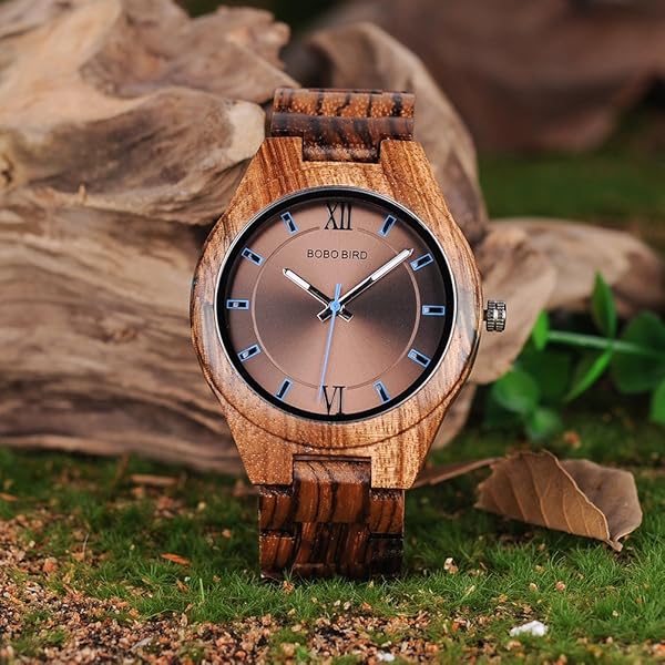 BOBO BIRD BOBO BIRD Men's Wooden Sport Quartz Watch - Unique Brown Face Timepiece - View 3 of 8
