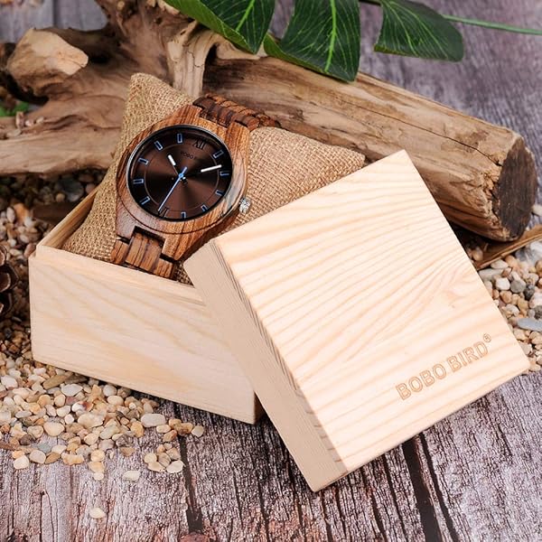 BOBO BIRD BOBO BIRD Men's Wooden Sport Quartz Watch - Unique Brown Face Timepiece - View 4 of 8