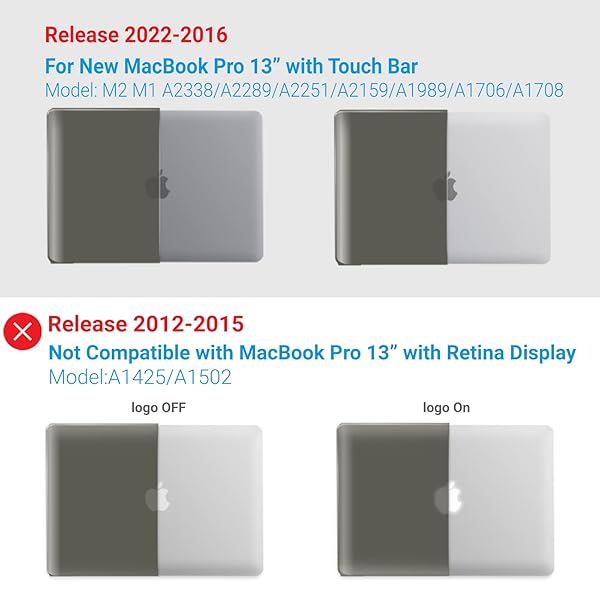 IBENZER IBENZER Hard Shell Case and Keyboard Cover for 2025 2024 M2 MacBook Pro 13 Inch Compatible with Models A2338 A2289 A2251 A2159 A1989 A1706 A1708 Gray - View 6 of 11