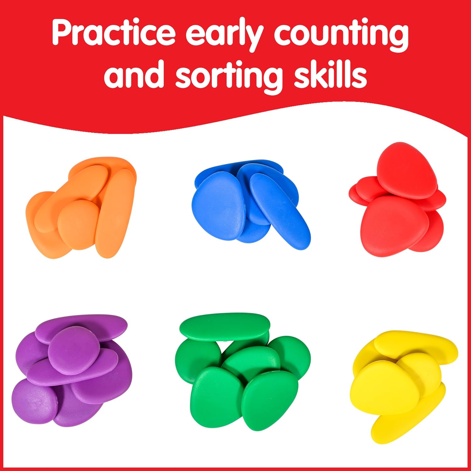 Rainbow Pebbles Rainbow Pebbles Junior Mini Jar Original Sorting and Stacking Stones First Counting and Sorting Toy for Ages 18 Months and Up - View 5 of 7