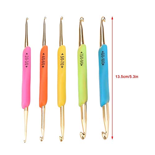 Hilitand Double Head Crochet Hook Set - Aluminum Knitting Needles with Soft Rubber Handle (Random Color) for Easy Crafting - View 3 of 10