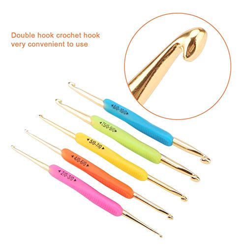 Hilitand Double Head Crochet Hook Set - Aluminum Knitting Needles with Soft Rubber Handle (Random Color) for Easy Crafting - View 4 of 10