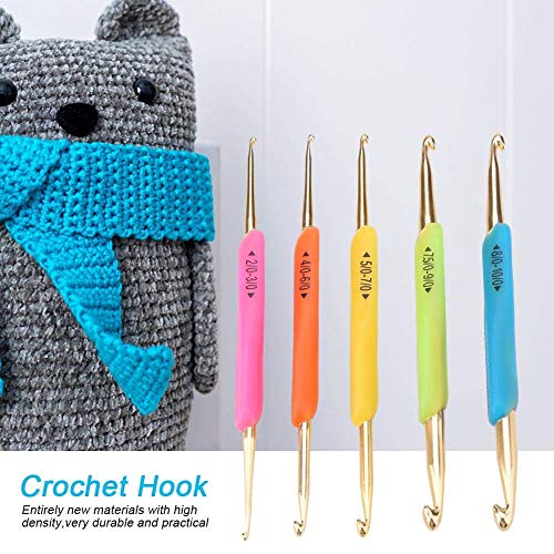 Hilitand Double Head Crochet Hook Set - Aluminum Knitting Needles with Soft Rubber Handle (Random Color) for Easy Crafting - View 5 of 10