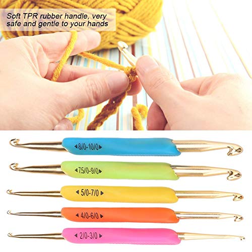 Hilitand Double Head Crochet Hook Set - Aluminum Knitting Needles with Soft Rubber Handle (Random Color) for Easy Crafting - View 7 of 10