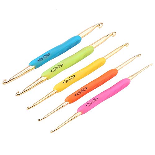 Hilitand Double Head Crochet Hook Set - Aluminum Knitting Needles with Soft Rubber Handle (Random Color) for Easy Crafting - View 10 of 10