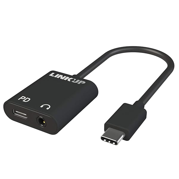 LINKUP USB-C to 3.5mm Audio Adapter with Power Charging | Compatible with MacBook Pro, iPad Pro, Dell XPS, and More