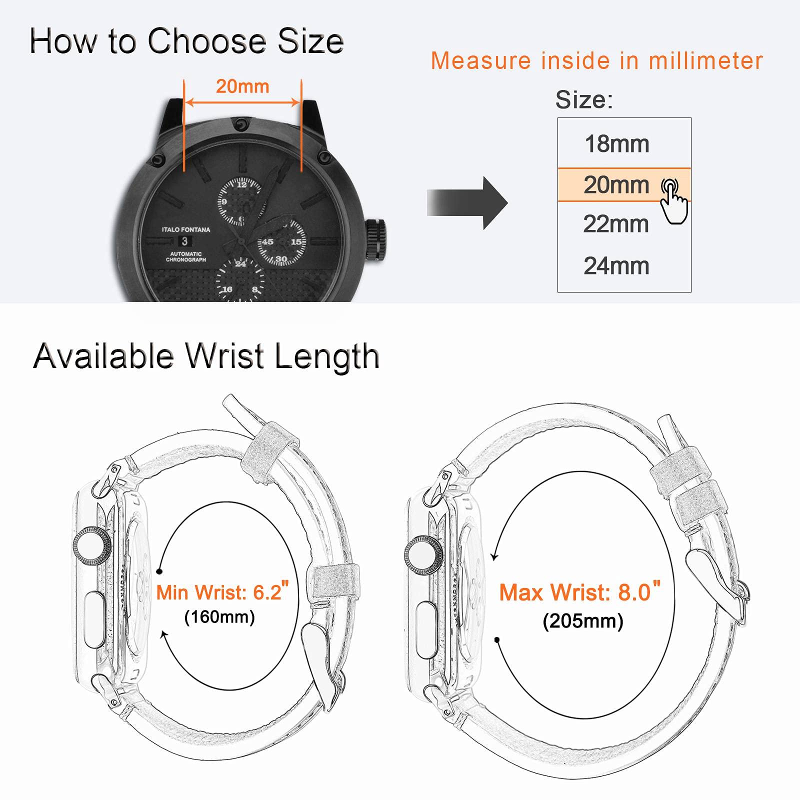 WOCCI 24mm Silicone Rubber Watch Band with Silver Buckle Durable Black Strap for Men and Women - View 3 of 9