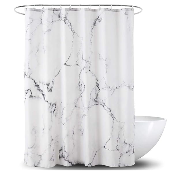 YOSTEV YOSTEV 3D Marble Shower Curtain - Grey & White Waterproof Fabric, 72x72 Inches with Hooks & Reinforced Grommets