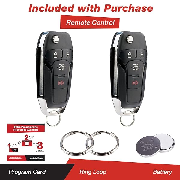 KeylessOption KeylessOption Keyless Entry Car Remote Uncut Ignition Flip Key Fob Pack of 2 for 2013 to 2016 Ford Fusion N5F-A08TAA - View 3 of 8