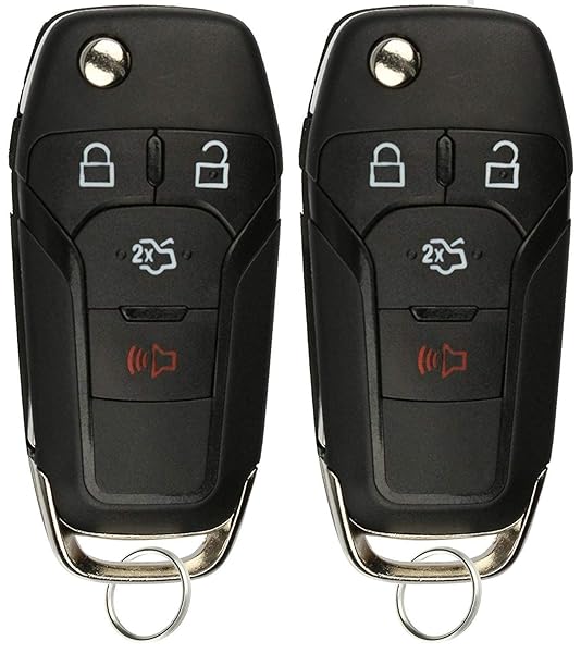 KeylessOption Keyless Entry Car Remote Uncut Ignition Flip Key Fob Pack of 2 for 2013 to 2016 Ford Fusion N5F-A08TAA