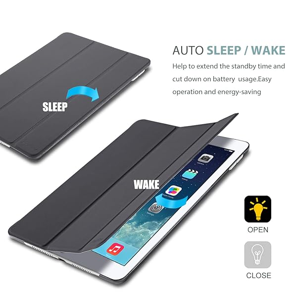 ProCase ProCase Smart Case for iPad Air 1st Edition Ultra Slim Lightweight Stand Protective Shell Grey Translucent Back Cover 2013 Model - View 8 of 8