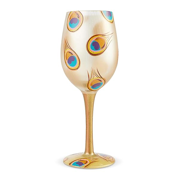 Enesco Enesco Lolita Golden Peacock Artisan Wine Glass - Colorful 1 Count Design for Elegant Entertaining