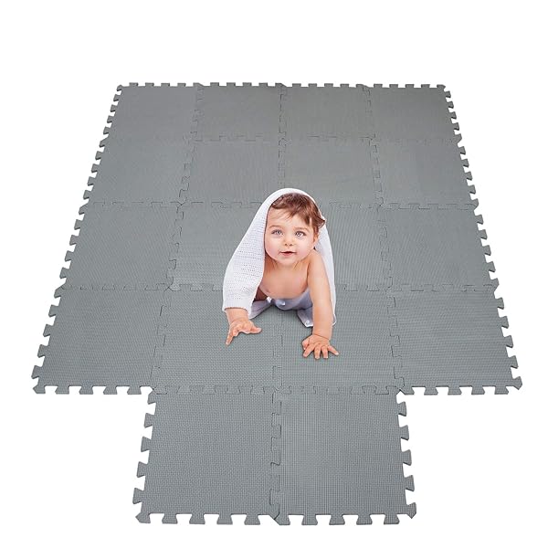 meiqicool Meiqicool Thick Soft EVA Foam Play Mat for Kids Yoga Exercise Interlocking Jigsaw Puzzle 18 Piece Grey Floor Mats - View 2 of 8