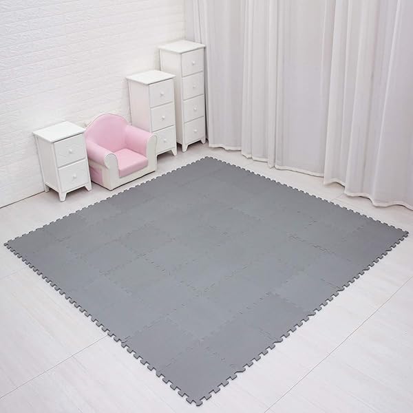 meiqicool Meiqicool Thick Soft EVA Foam Play Mat for Kids Yoga Exercise Interlocking Jigsaw Puzzle 18 Piece Grey Floor Mats - View 8 of 8