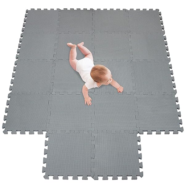 meiqicool Meiqicool Thick Soft EVA Foam Play Mat for Kids Yoga Exercise Interlocking Jigsaw Puzzle 18 Piece Grey Floor Mats