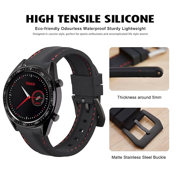 WOCCI WOCCI 24mm Silicone Rubber Watch Band with Black Buckle Durable and Stylish Accessory for Your Watch - View 2 of 9