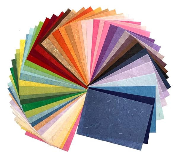 RATREE 888 50 Sheets Mixed Colors A4 Thin Natural Fiber Mulberry Paper for Art Tissue Washi Craft and DIY Projects