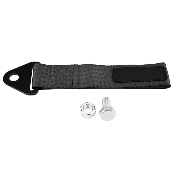 High Strength Racing Tow Strap - 10,000 lbs Universal Tow Rope for Front/Rear Bumper Towing (Black)