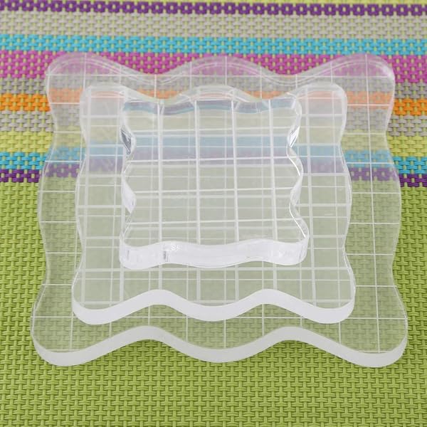 Hilitand Transparent Acrylic Stamp Blocks with Grid Lines for Scrapbooking - Essential Crafting Tools (1.97x1.97 to 3.93x3.93 cm) - View 4 of 7