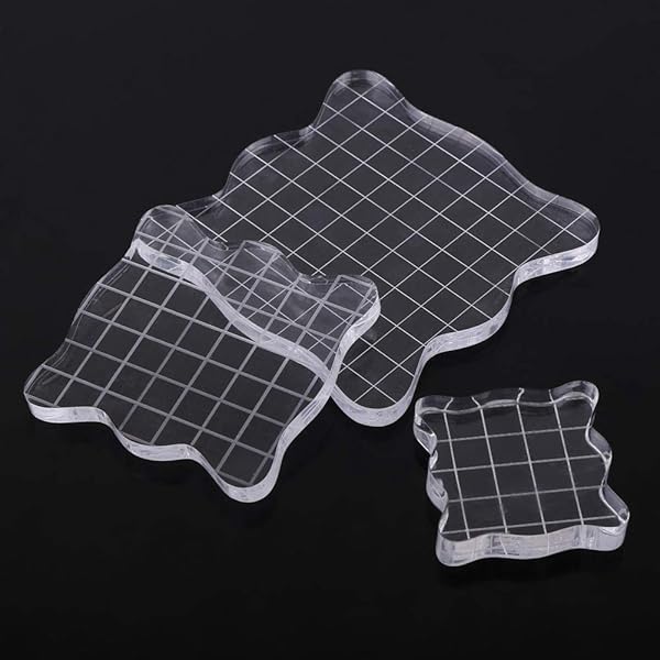 Hilitand Transparent Acrylic Stamp Blocks with Grid Lines for Scrapbooking - Essential Crafting Tools (1.97x1.97 to 3.93x3.93 cm) - View 5 of 7