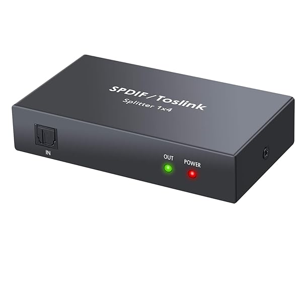 LiNKFOR LiNKFOR 1x4 Digital Optical Audio Splitter - SPDIF Toslink Fiber Splitter for PS3, Blu-Ray, DVD, HDTV with Aluminum Alloy & Cable - View 8 of 10