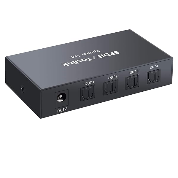 LiNKFOR LiNKFOR 1x4 Digital Optical Audio Splitter - SPDIF Toslink Fiber Splitter for PS3, Blu-Ray, DVD, HDTV with Aluminum Alloy & Cable - View 10 of 10