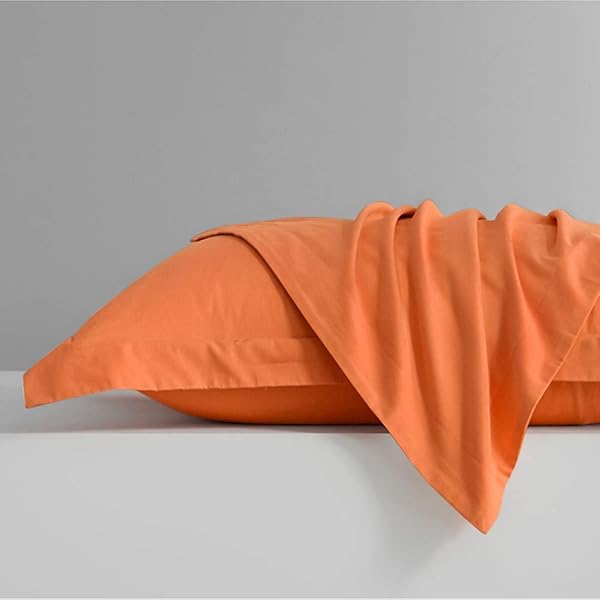 FLXXIE FLXXIE Microfiber Pillow Shams Set of 2 Soft Fade Resistant Envelope Closure Euro Sham Covers Orange 20x26 Inches - View 4 of 6