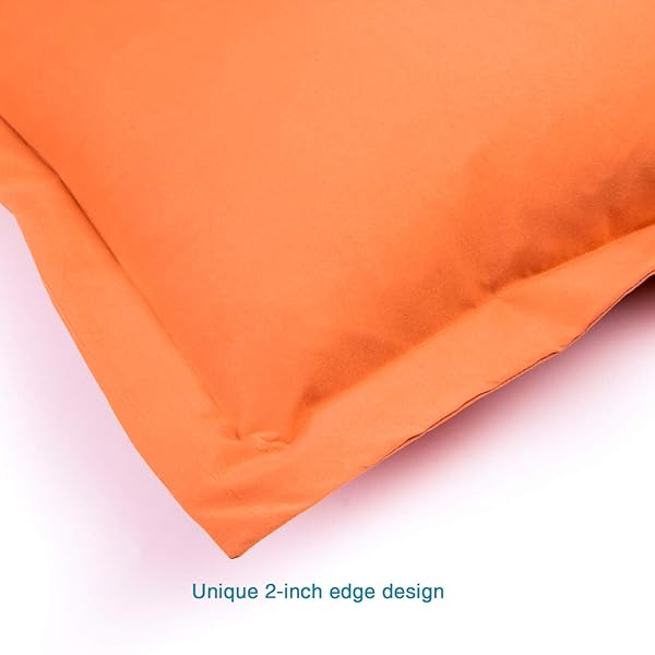 FLXXIE FLXXIE Microfiber Pillow Shams Set of 2 Soft Fade Resistant Envelope Closure Euro Sham Covers Orange 20x26 Inches - View 5 of 6
